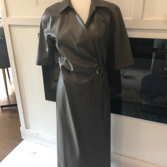 Oak & Fort vegan leather wrap dress. - Picture 5 of 7